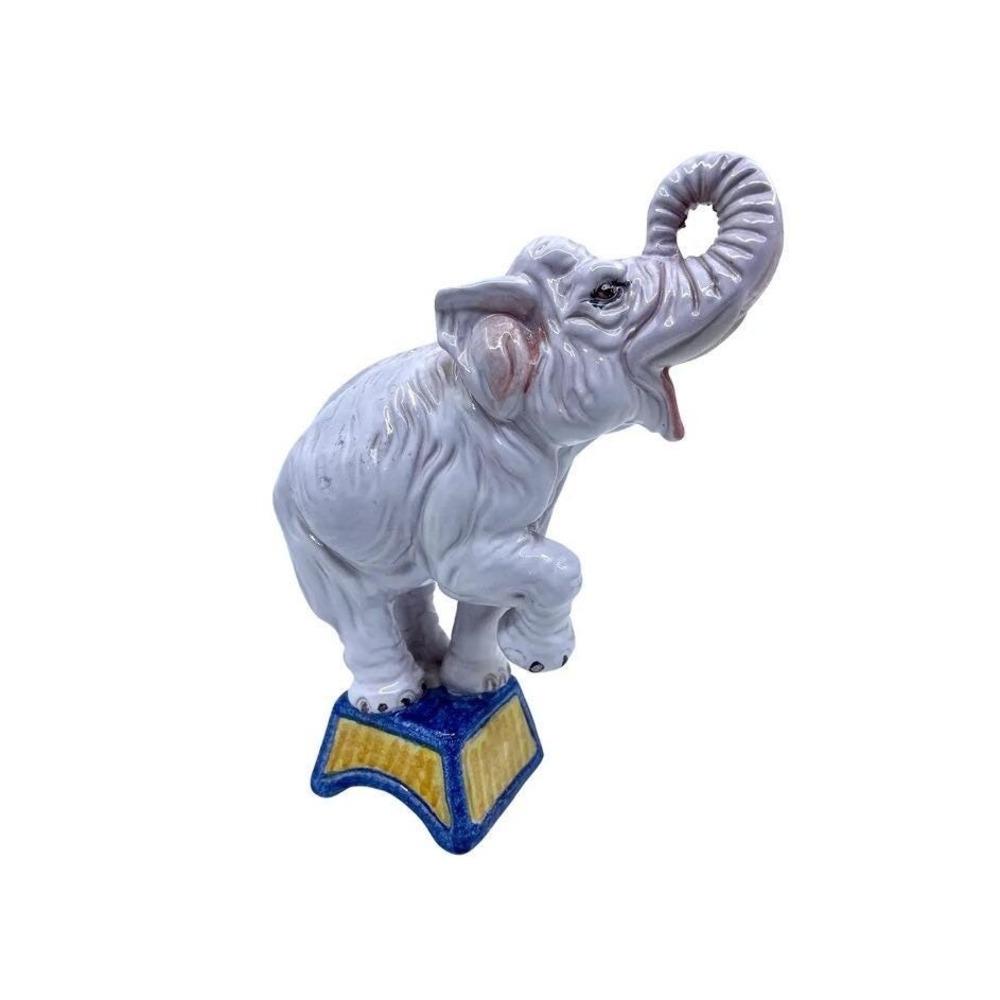 Late 20th Century Vintage Italian Terracotta White Elephant Statue